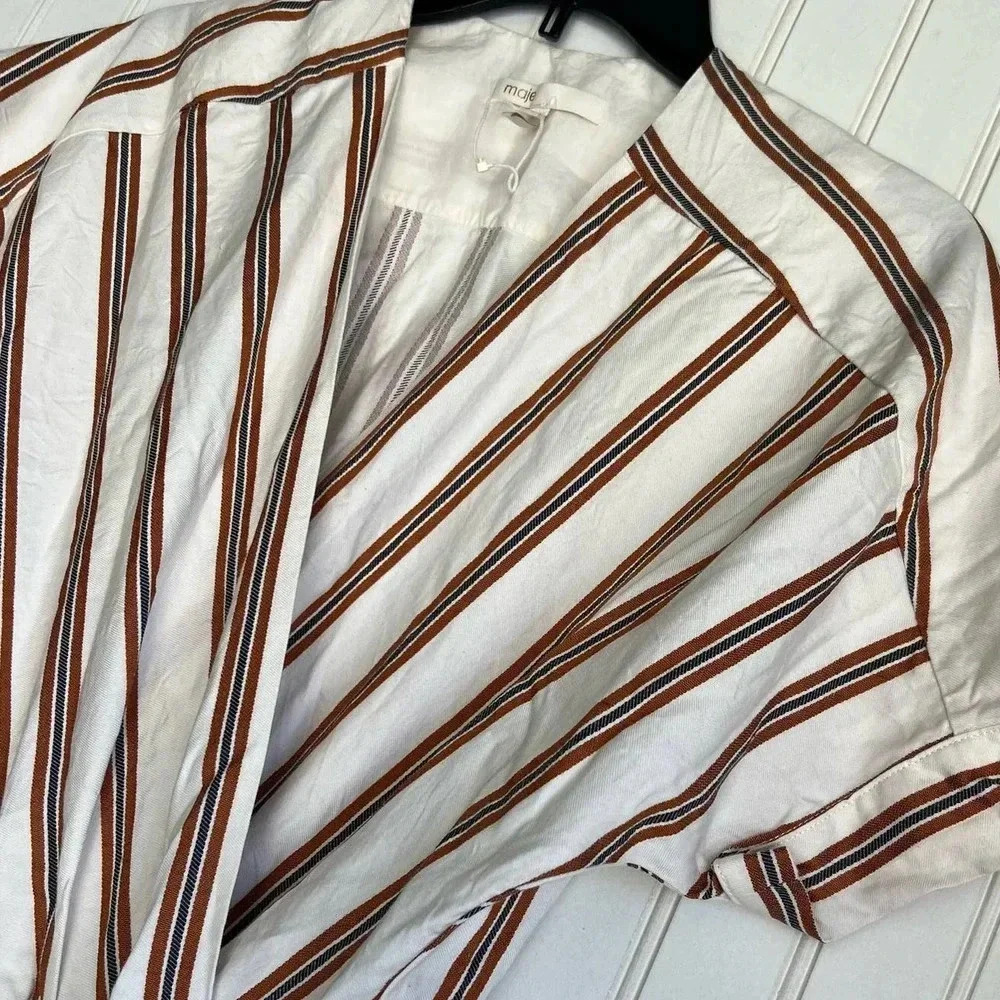 Maje Size XS White Pieni Striped V-Neck Jumpsuit NEW! - Picture 6 of 8